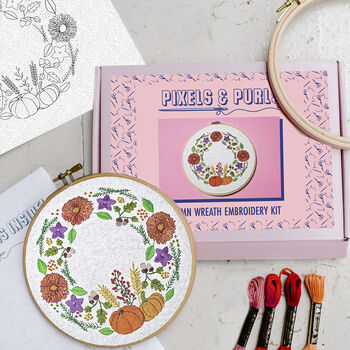 Autumn Wreath Floral Embroidery Kit, 3 of 5