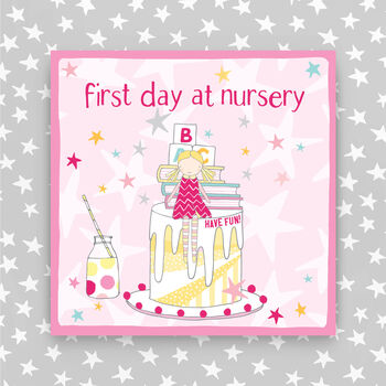 First Day At Nursery Card Cake Theme Blue/Pink, 2 of 2