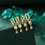 Sterling Silver Double Aqua Green Opal Dangle Huggie Hoop Earrings, thumbnail 8 of 12
