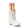 White Cowboy Boot Match Holder With Matches, thumbnail 1 of 4