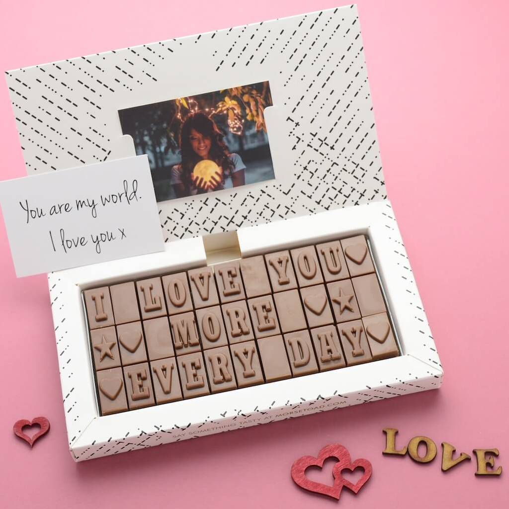 romantic chocolate gift for him by morse toad