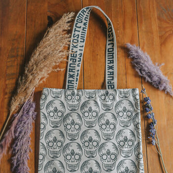 Cream Skull Cotton Shopper Tote Bag By Xander Kostroma, 5 of 5