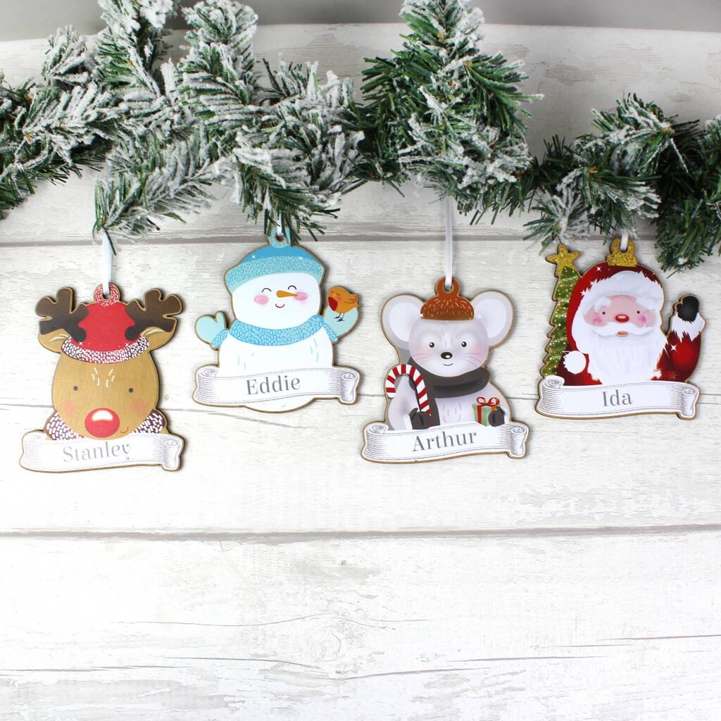 Set Or Four Christmas Characters For Tree Or Gift Tag, 1 of 2