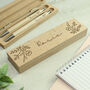 Personalised Floral Wooden Pen And Pencil Set, thumbnail 2 of 6