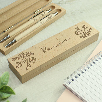Personalised Floral Wooden Pen And Pencil Set, 2 of 6