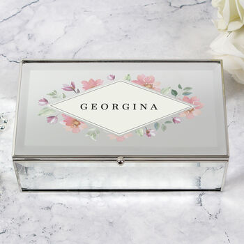 Floral Watercolour Mirrored Jewellery Box, 3 of 6