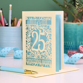 Silver Wedding Anniversary Card 25 Amazing Years, 7 of 7