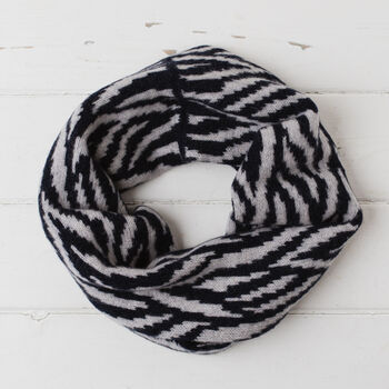 Lambswool Zebra Knitted Cowl, 9 of 12