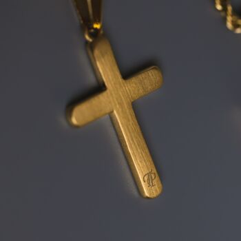 Mens Gold Plated Cross Necklace Crucifix Steel Pendant, 8 of 10