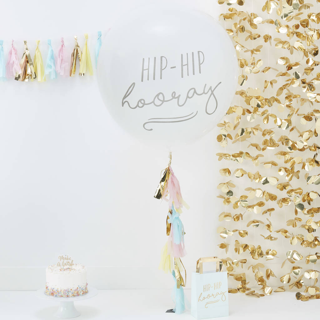 Hip Hip Hooray Party Balloon Kit With Pastel Tassels, 1 of 3