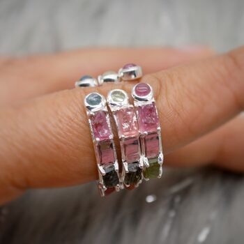 Pink Black Tourmaline Sterling Silver Open Ring, 12 of 12