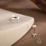 Tiny Cross Internally Threaded Flat Back Earrings In Sterling Silver, thumbnail 4 of 9