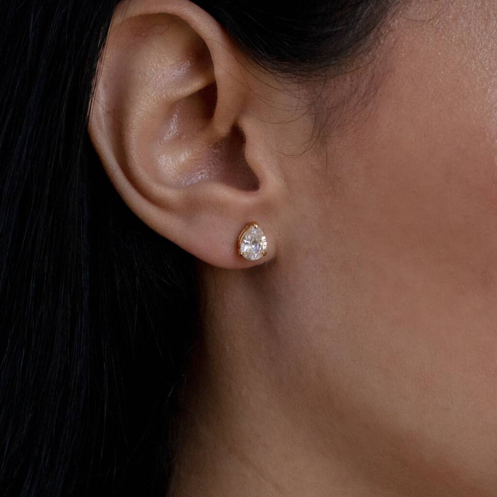 Pear Diamond Stud Earrings By Lily Flo Jewellery