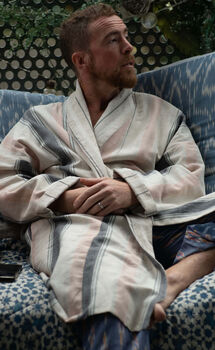 Organic Cotton Reversible Dressing Gown Robe Peach Cobbler, 2 of 12