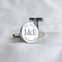 Stainless Steel Engraved Circle Cufflinks, Monogram, thumbnail 1 of 5