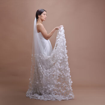 'Azalea Pure' 3D Flower Embroidered Wedding Veil, 3 of 8