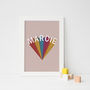 Personalised Muted Rainbow Name Typography Print, thumbnail 1 of 2