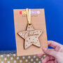 Baby's First Christmas Star Decoration, Solid Beech, thumbnail 6 of 9