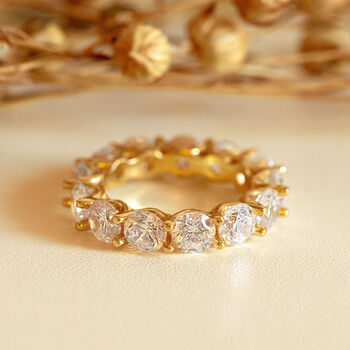 Thick Statement Eternity Ring With Floating Cz Stones, 4 of 4