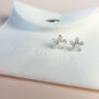 Sterling Silver Chevron Detail Flower Stud Earrings, thumbnail 4 of 5