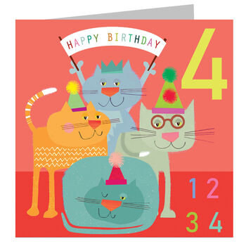 Cats 4th Birthday Card, 2 of 5
