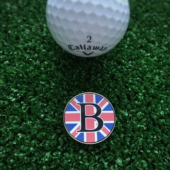 Personalised Initial Union Jack Golf Ball Marker By Hope And Halcyon 