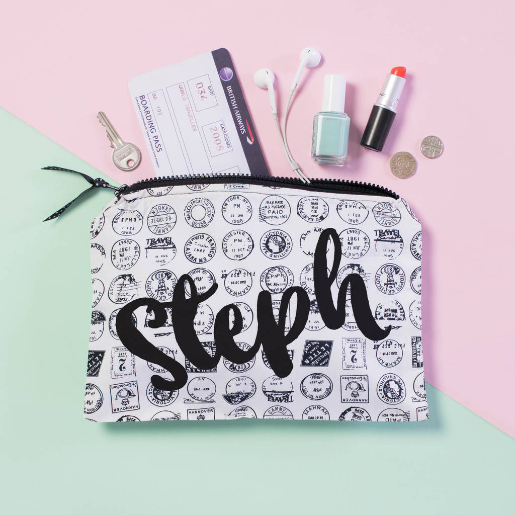 Personalised Travel Stamp Accessory Pouch, 1 of 2