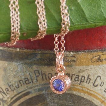 Tanzanite Rose/Gold Plated December Birthstone Necklace, 4 of 8