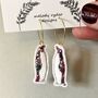 Penguin Head Up Liberty Print Embroidered Earrings, thumbnail 1 of 4