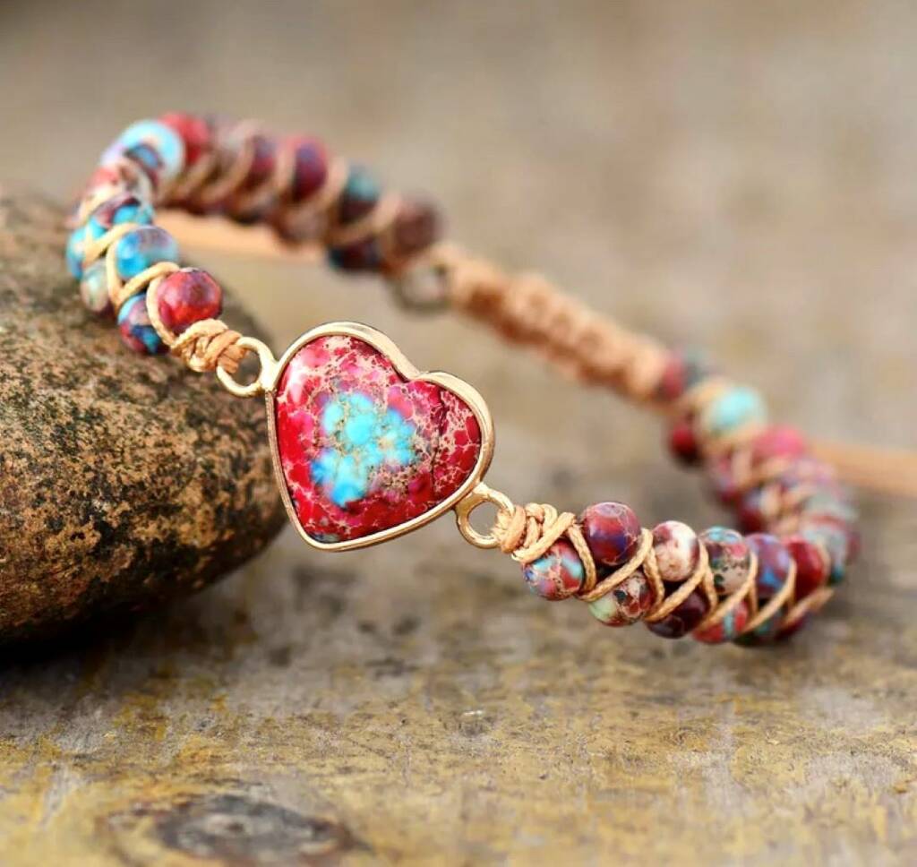 Natural Jasper Love Heart Stone Bracelet, 1 of 7