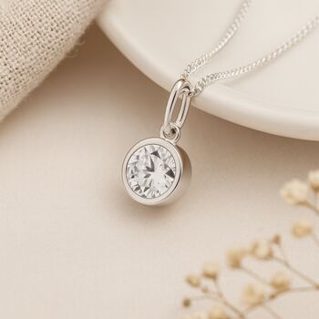 Personalised April Birthstone Necklace In Sterling Silver, 2 of 9