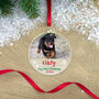 Personalised Circle Pet My First Christmas Photo Acrylic Hanging Decoration Bauble, thumbnail 1 of 2