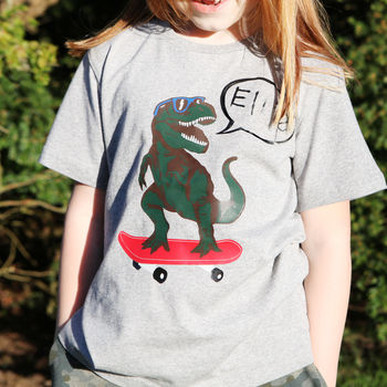 Childs Personalised Skateboard Dinosaur T Shirt, 2 of 4