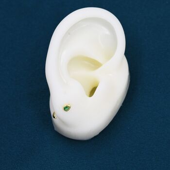 Emerald Green Cz Droplet Huggie Hoop Earrings, 8 of 11