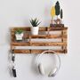 Three Tier Wall Mounted Wood Display Shelf With Hooks, thumbnail 1 of 6