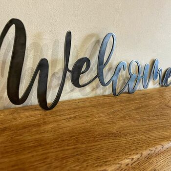 'Welcome' Metal Word Sign Wall Art Plaque, 2 of 5