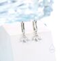 Sterling Silver Cz Marquise Crown Huggie Hoop Earrings, thumbnail 3 of 11
