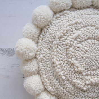 Textured Round Pompom Cushion, 4 of 8