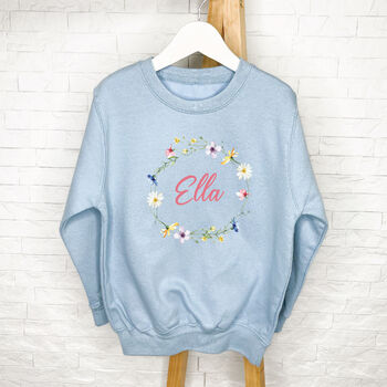 Girls Floral Wreath Personalised Sweatshirt, 4 of 5