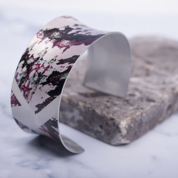 Modern Abstract Texture Patterned Cuff Bracelet Bangle, 3 of 4