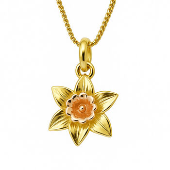 Personalised Gold Plated Sterling Silver Daffodil Pendant Necklace, 4 of 9