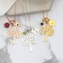 Tree Of Life Necklace Pesonalised With Her Initial And Birthstone Charms, thumbnail 10 of 11