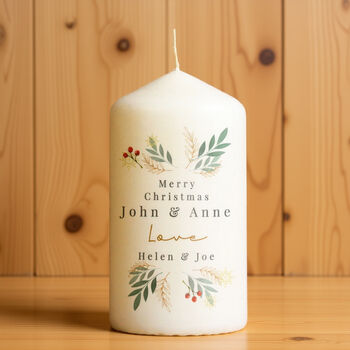 Personalised Christmas Foliage Pillar Candle, 2 of 6