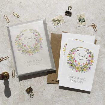 Personalised Spring Flowers Wedding Thank You Cards, 4 of 6