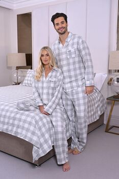 Family Brushed Woven Grey Check Pyjama, 7 of 9