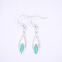 Sterling Silver Turquoise Long Drop Fish Hook Earrings, thumbnail 1 of 6