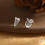 Mismatched Harp And Lyre Stud Earrings In Sterling Silver, thumbnail 1 of 12