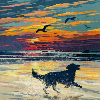 Golden Retriever Limited Edition Beach Sunset Print, 8 of 11