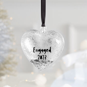 Personalised Engagement Silver Heart Christmas Bauble, 4 of 4