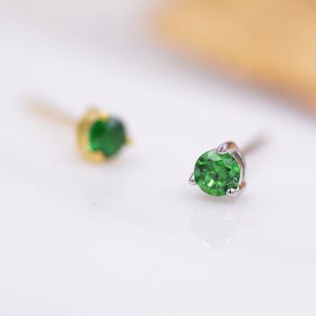 Emerald Green Cz Crystal Stud Earrings, 3 of 12